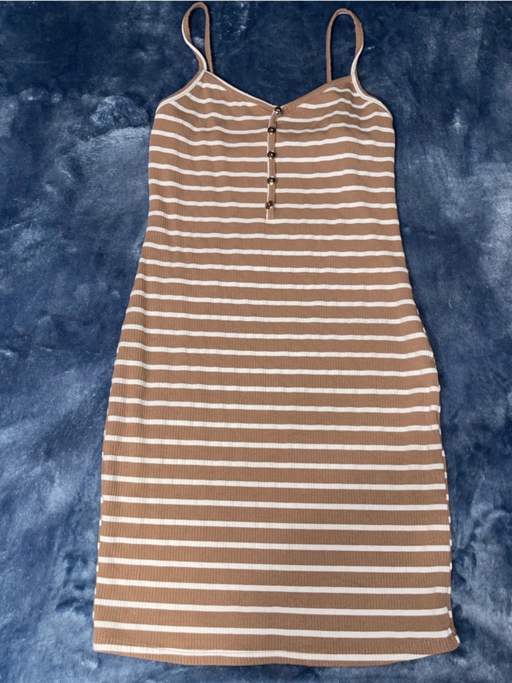 Striped Spaghetti Strap Bodycon Dress in Brown and White